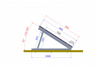 Треугольная опора для крепления СБ с переменным углом от 30 до 55 гр №5