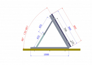 Треугольная опора для крепления СБ с переменным углом от 30 до 55 гр №4